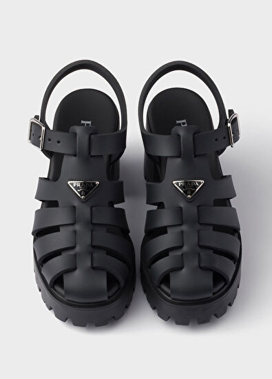 Prada Siyah Platformlu Kadın Topuklu Sandalet - 5