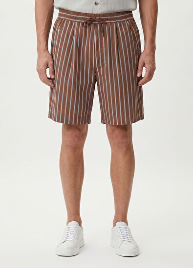 Beymen Club Brown Striped Shorts - 3