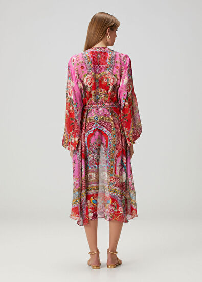 Camilla Çok Renkli Desenli İpek Kimono - 4