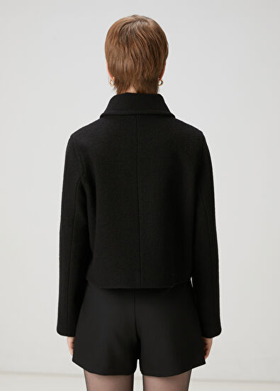 Beymen Club Siyah Crop Yün Ceket - 4