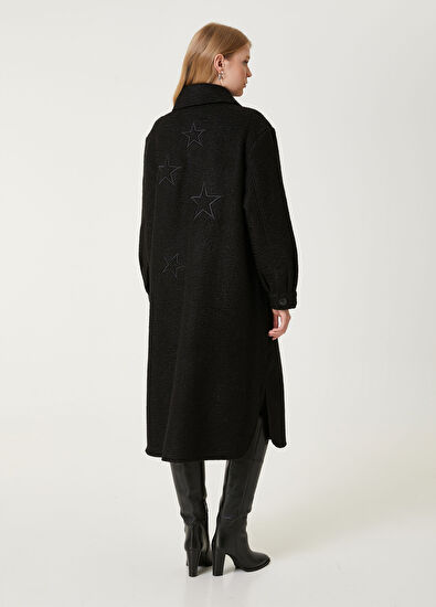 Beymen Club Black Star Embroidered Long Over Shirt - 6