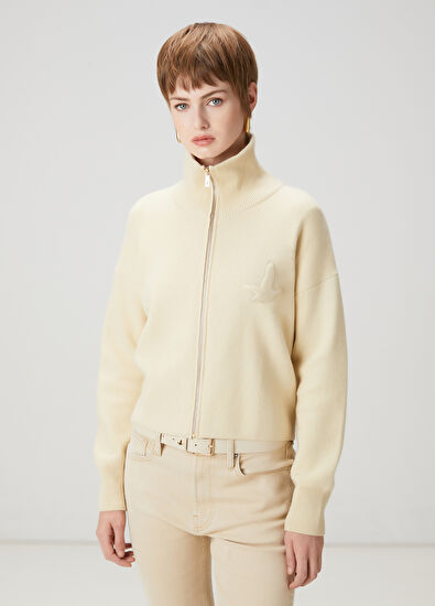 Beymen Club Cream Logo Short Cardigan - 3