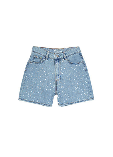 Beymen Club Blue Stone Embroidered Denim Shorts - 7