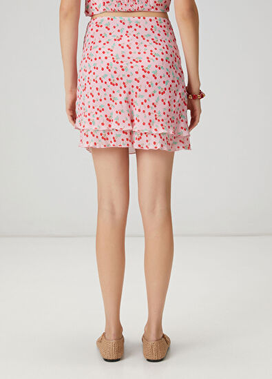 Beymen Club Pembe Kiraz Desenli Mini Etek - 4
