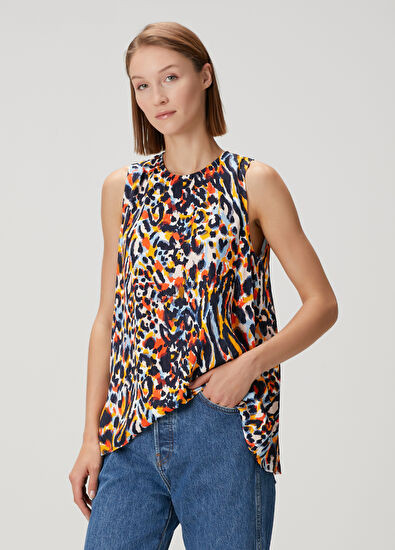 Beymen Club Lacivert Sarı Leopar Desenli Bol Kesim Bluz - 3