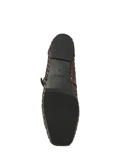 Beymen Club Brown Knit Textured Leather Ballet Flats - 5