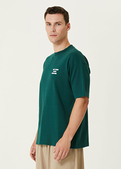 Drôle De Monsieur Koyu Yeşil Logo Baskılı T-shirt - 3