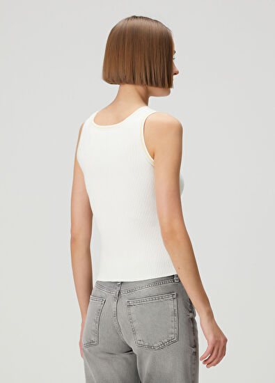 Kenzo Off-White Ribbed Tank Top - 4
