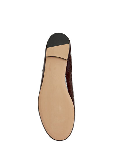 Beymen Club Mary Jane Burgundy Crinkled Patent Leather Balleri - 5