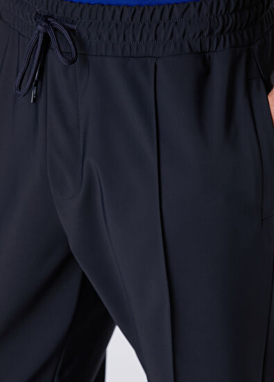 Beymen Club Navy Blue Ribbed Stitched Bonded Technical Pants - 4