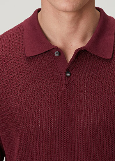 Beymen Club Vişne Polo Yaka Kısa Kollu Dokulu Triko - 6