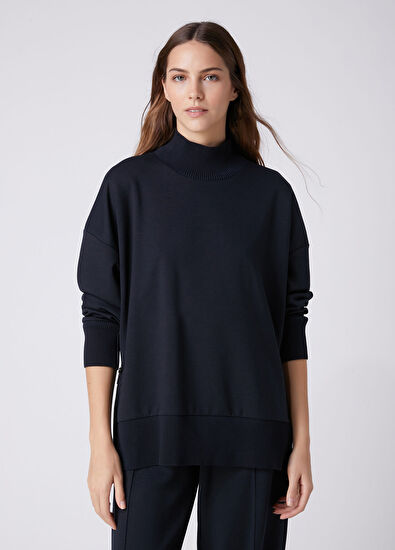 Beymen Club Teal Blue Knit Inserted Sweatshirt - 5