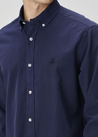 Beymen Club Comfort Fit Lacivert Gabardin Doku Gömlek - 6