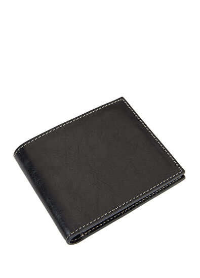 Beymen Club Black Contrast Stitched Men's Leather Wallet - 4