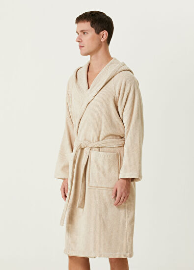 Beymen Home Bej Kapüşonlu Bornoz - 3