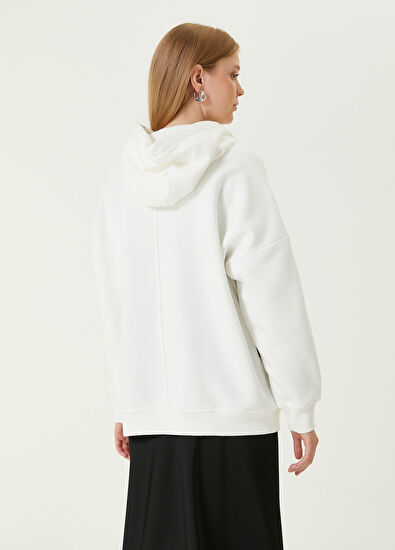 Beymen Club Beyaz Kapüşonlu Logo Baskılı Sweatshirt - 6