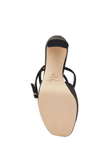 Karli Siyah Platform Kadın Sandalet - Görsel 6