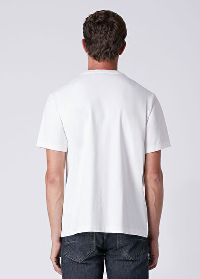Beymen Club Relax Fit Kırık Beyaz Kare Kaz Baskılı T-shirt - 5