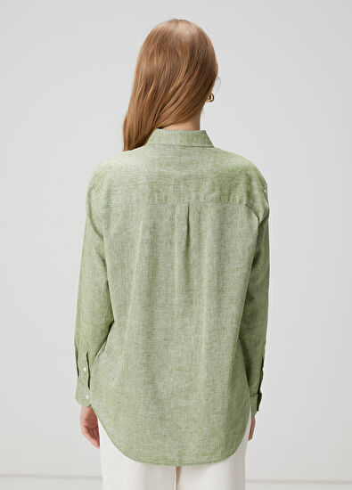 Beymen Club Açık Haki Keten Gömlek - 4