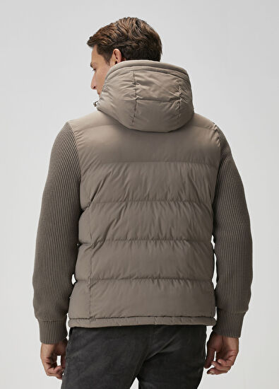 Beymen Collection Taupe Hooded Quilted Jacket - 5