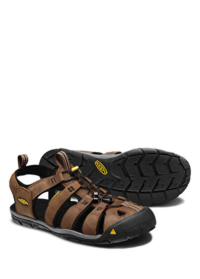 Keen Clearwater CNX Dark Earth Black Leather Men's Sandals - 5