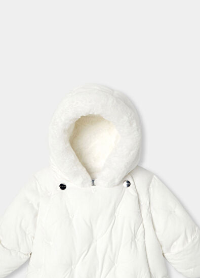 Jacadi Paris Kırık Beyaz Kapüşonlu Kız Bebek Astronot Tulum Mont - 3