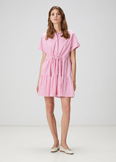Beymen Club Pembe Çizgili Mini Elbise - 3