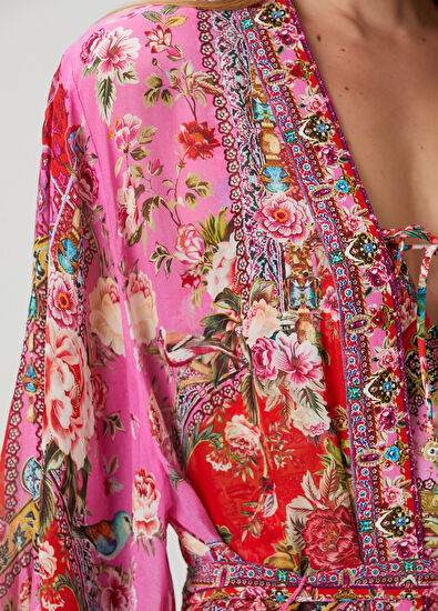 Camilla Çok Renkli Desenli İpek Kimono - 5