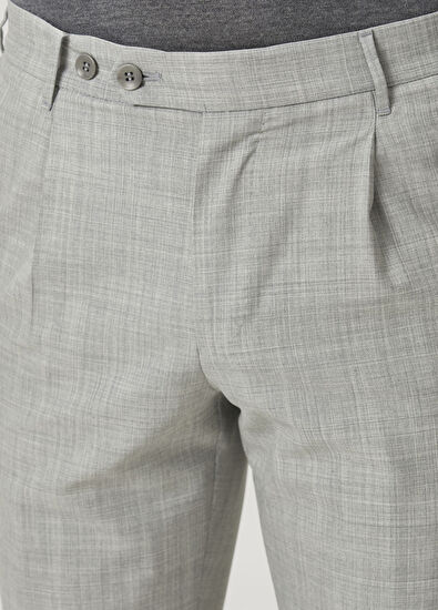 Rota Açık Gri Pile Detaylı Yün Pantolon - 4