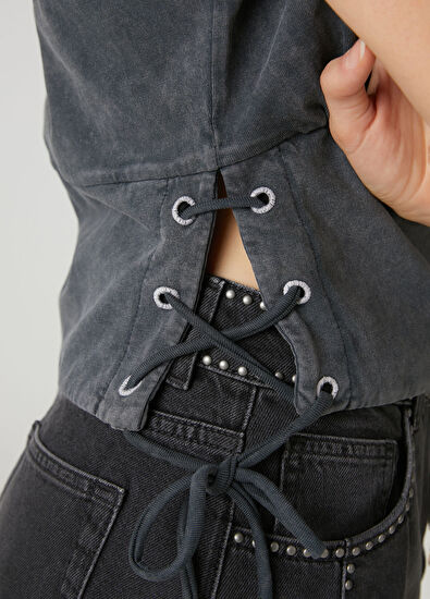 Beymen Club Anthracite T-shirt with Tie - 6