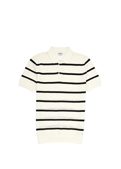 Beymen Club Cream Navy Blue Polo Knitwear - 7