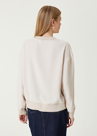 Beymen Club Beige Embellished Logo Crepe Blouse - 6