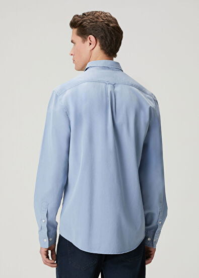 Beymen Club Mavi Parça Boya Comfort Fit Gömlek - 5