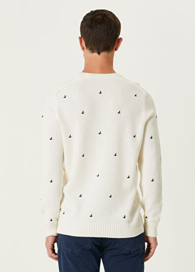 Beymen Club Beyaz Logolu Yün Kazak - 5