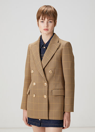 Beymen Club Camel Desenli Kruvaze Ceket - 3