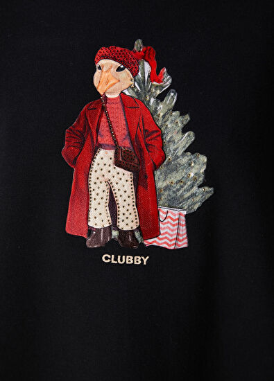 Beymen Club Clubby Oversize Black Christmas Sweatshirt - 6