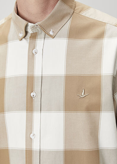 Beymen Club Comfort Fit Camel Plaid Patterned Shirt - 6