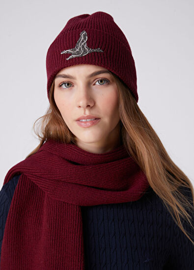 Beymen Club Burgundy Goose Accessory Women's Wool Beanie - 3
