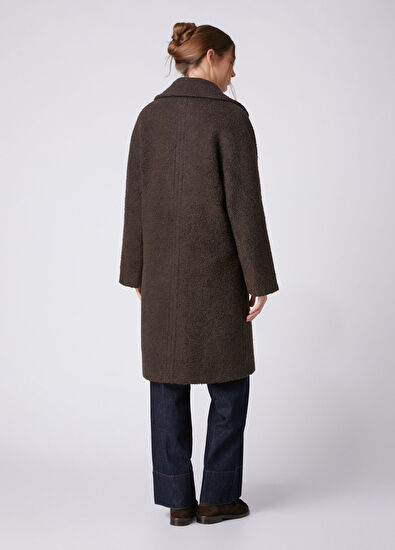Beymen Club Brown Shearling Double-Breasted Wool Coat - 5