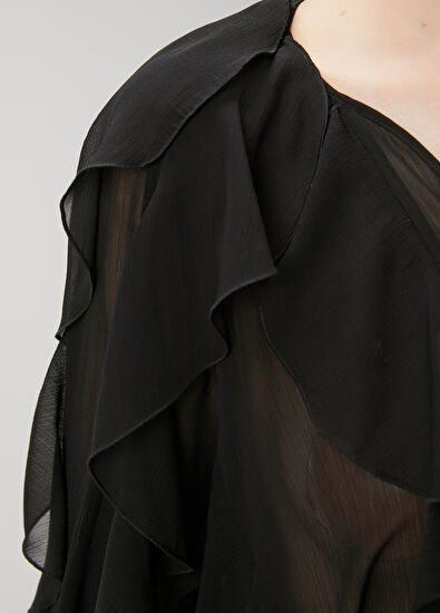 Beymen Club Siyah Fırfırlı Gömlek - 5