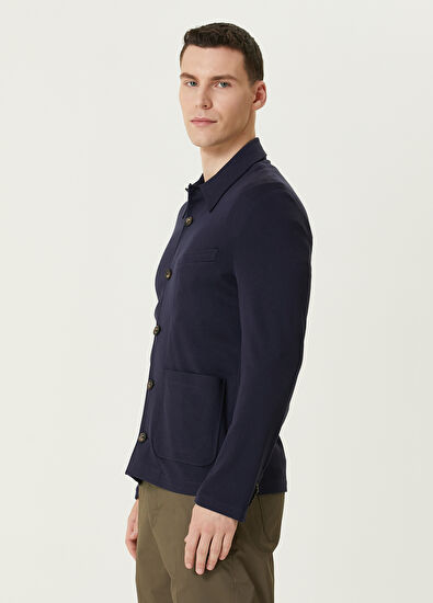 Pal Zileri Navy Blue Knit Jacket - 3