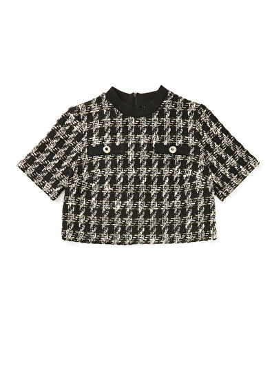 Beymen Club Black Crowbar Patterned Tweed Blouse - 7
