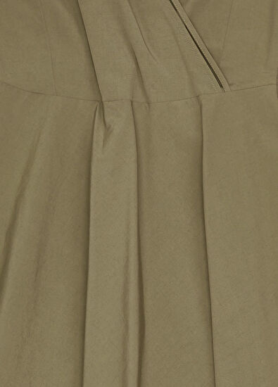 Beymen Club Khaki Pleat Detail Midi Dress - 4