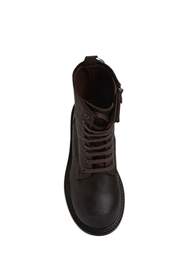 Koyu Kahverengi Kadın Deri Postal Bot - Görsel 5