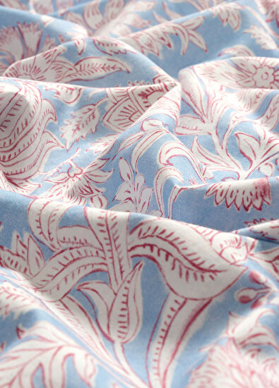 Zsa Zsa Zsu Lahore Blue Fuchsia Cotton Percale King Size Duvet Cover Set 240 x 220 cm - 4