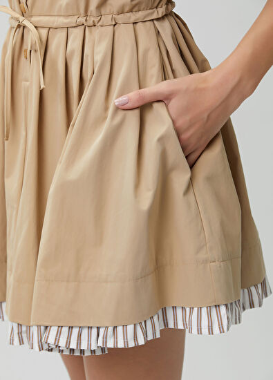 Beymen Club Beige Striped Mini Shirt Dress - 7