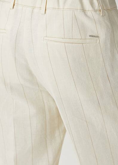 Beymen Club Beyaz Diyagonal Dokulu Pantolon - 5