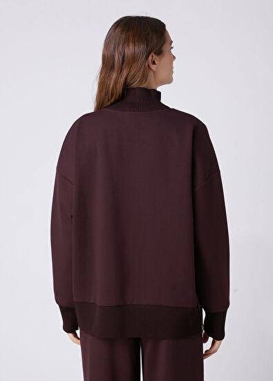 Beymen Club Plum Knit Inserted Sweatshirt - 5
