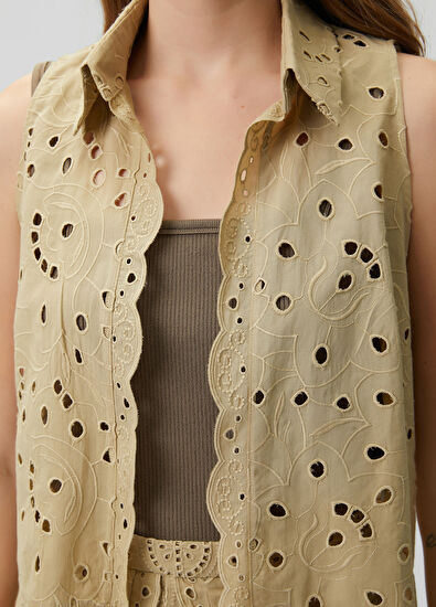 Beymen Club Beige Embroidered Shirt - 6