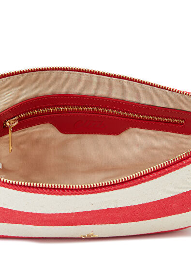 Beymen Club Kırmızı Beyaz Çizgili Kadın Keten Çanta - 5